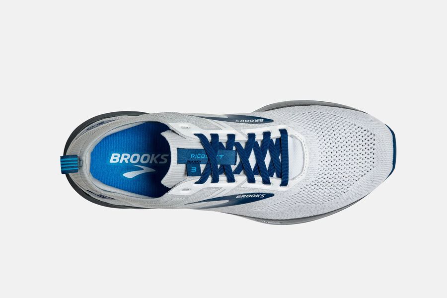 Brooks Israel Ricochet 3 Road Running Shoes Mens - White/Blue - JMW-106439